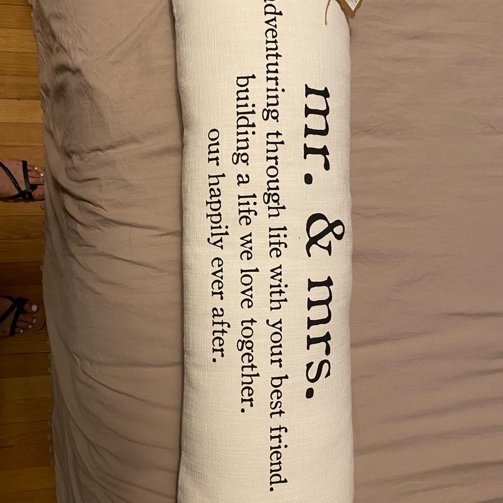 NWT - Brand New Long Mr. & Mrs. Pillow